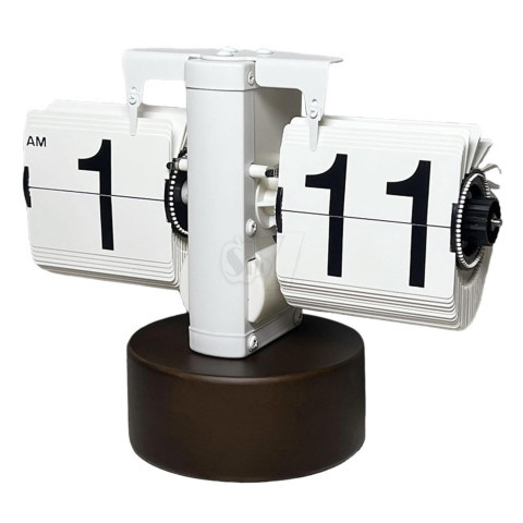 WR-WW Model Round Wooden Stand Desk Mechanical Retro Page Turning Scale shape Flip Clock