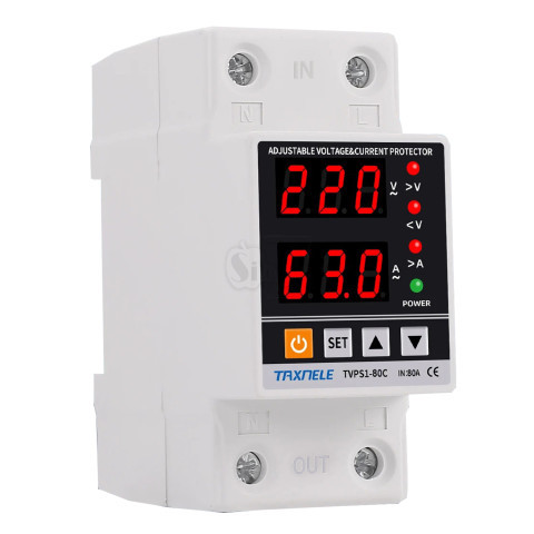 محافظ ولتاژ و جریان تک فاز 80 آمپر تکسنله مدل TVPS1-80C