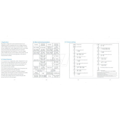 راهنمای محافظ ولتاژ و جریان تک فاز 80 آمپر تکسنله مدل TVPS1-80C صفحه اول
