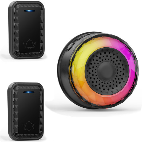 زنگ اخبار وایرلس 2 شستی چراغدار مدل ML101 مشکی