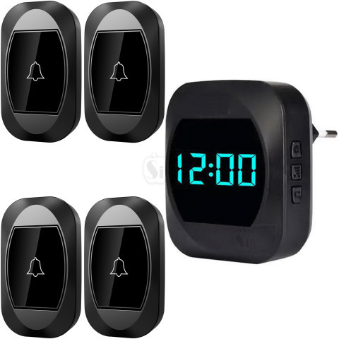 زنگ اخبار بیسیم 3 شاستی صفحه نمایش دار مدل 4R195-BB مشکی