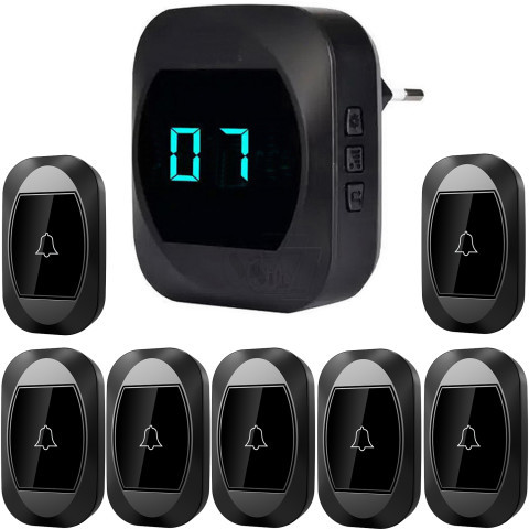زنگ اخبار بیسیم 7 شاستی صفحه نمایش دار مدل 7R195-BB مشکی