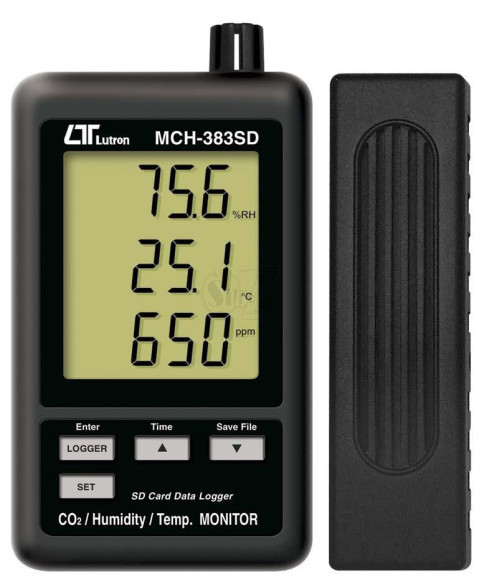 دماسنج ، رطوبت سنج و مونوکسیدکربن سنج تایوانی با قابلیت پذیرش کارت حافظه مدل 383 لوترون