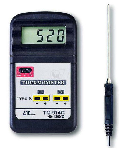 ترمومتر دیجیتال دوکاناله تایوانی مدل 914 لوترون