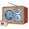 JQ-718 Multi Function AM FM Wooden Radio with AUX, Calendar, Temperature